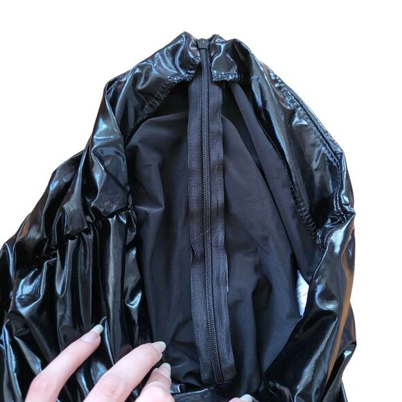 Polyester ruched fitted skinny pants with front zip, size large - Picture 4 of 6